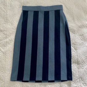 Club Monaco Blue Striped Knit Pencil Midi Skirt